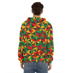 Abstract Reggae Pattern Print Men's Velvet Pullover Hoodie