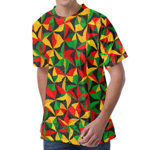 Abstract Reggae Pattern Print Men's Velvet T-Shirt