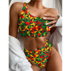 Abstract Reggae Pattern Print One Shoulder Bikini Top