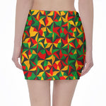 Abstract Reggae Pattern Print Pencil Mini Skirt