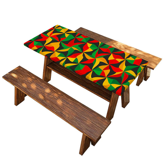 Abstract Reggae Pattern Print Picnic Table Cover