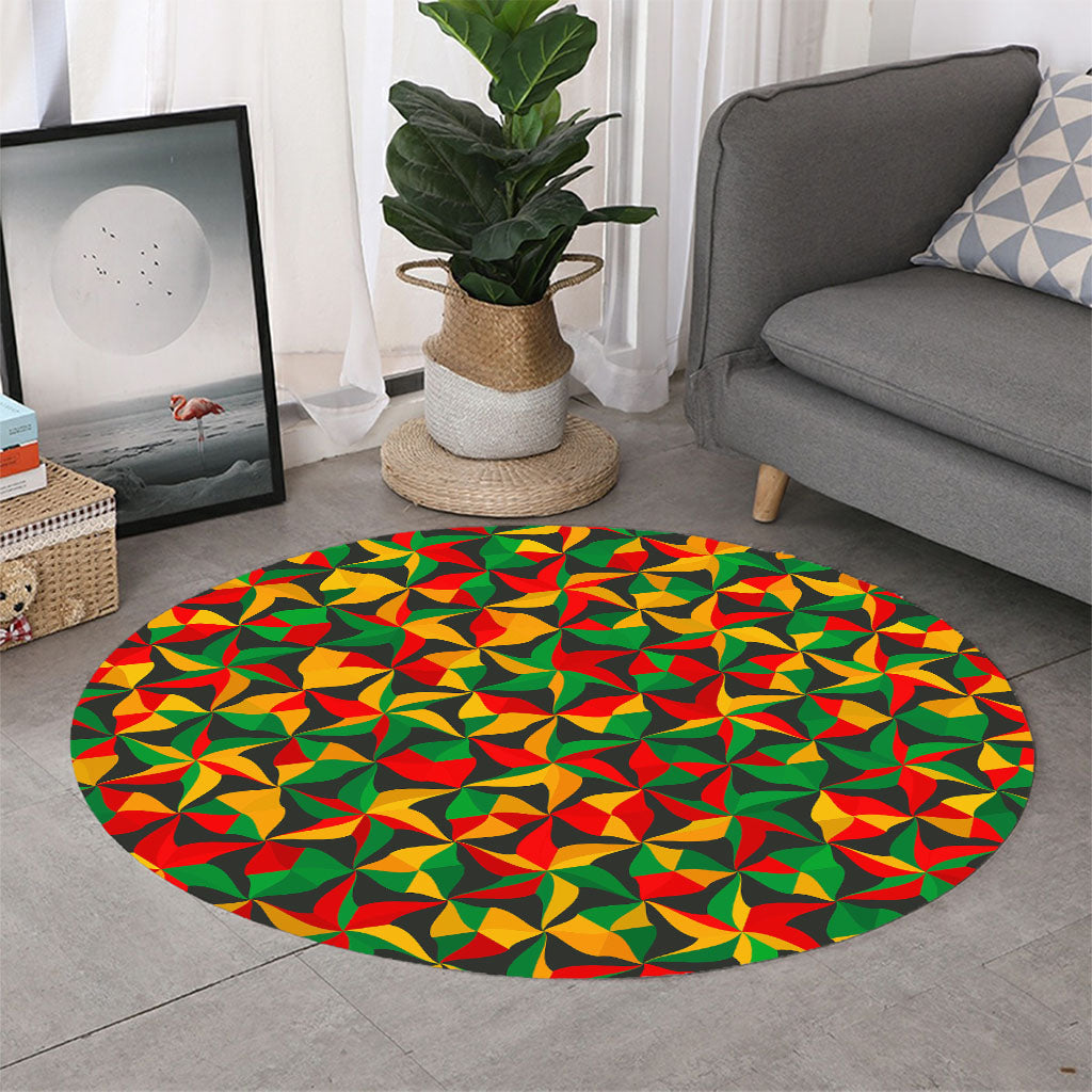 Abstract Reggae Pattern Print Round Rug