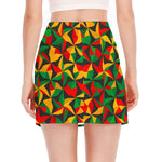 Abstract Reggae Pattern Print Side Slit Mini Skirt