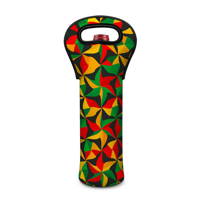 Abstract Reggae Pattern Print Single Neoprene Wine Tote