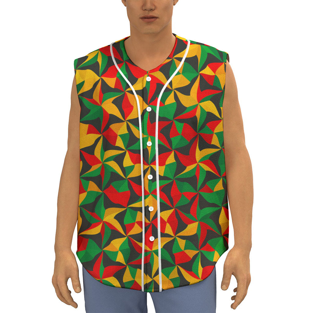 Abstract Reggae Pattern Print Sleeveless Baseball Jersey