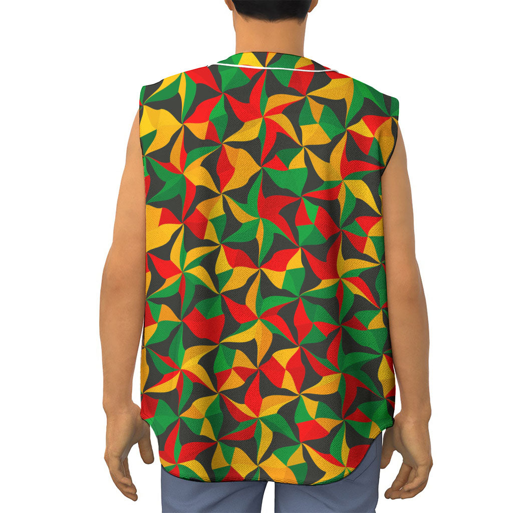 Abstract Reggae Pattern Print Sleeveless Baseball Jersey