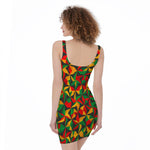 Abstract Reggae Pattern Print Sleeveless Bodycon Dress