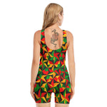 Abstract Reggae Pattern Print Sleeveless One Piece Swimsuit