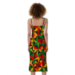 Abstract Reggae Pattern Print Slim Fit Midi Cami Dress