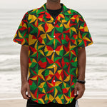 Abstract Reggae Pattern Print Textured Short Sleeve Shirt