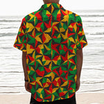 Abstract Reggae Pattern Print Textured Short Sleeve Shirt
