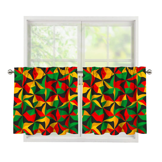 Abstract Reggae Pattern Print Tier Curtains