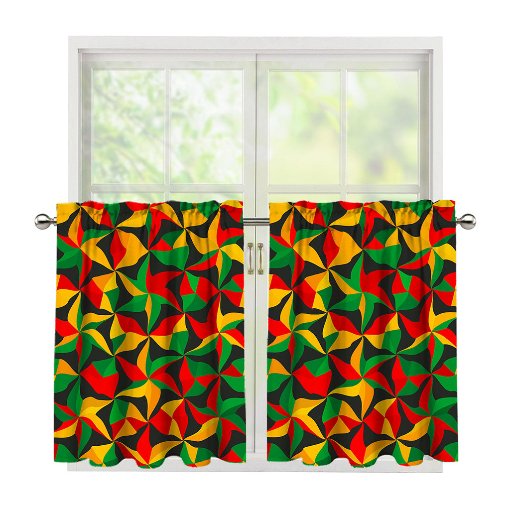 Abstract Reggae Pattern Print Tier Curtains