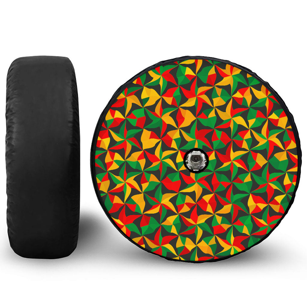 Abstract Reggae Pattern Print Tire Cover With Camera Hole