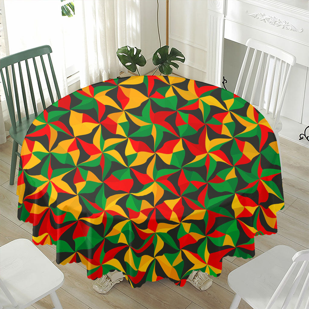 Abstract Reggae Pattern Print Waterproof Round Tablecloth