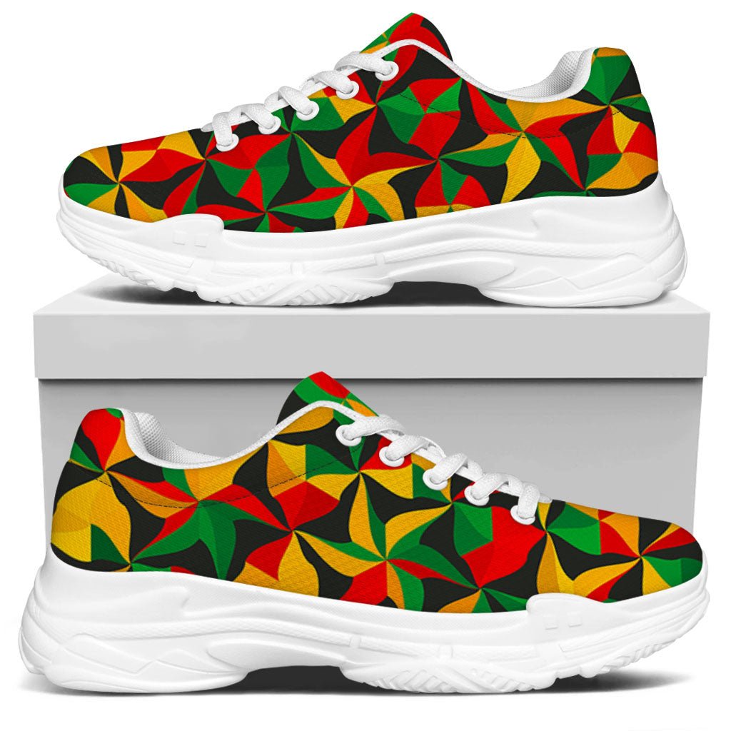 Abstract Reggae Pattern Print White Chunky Shoes