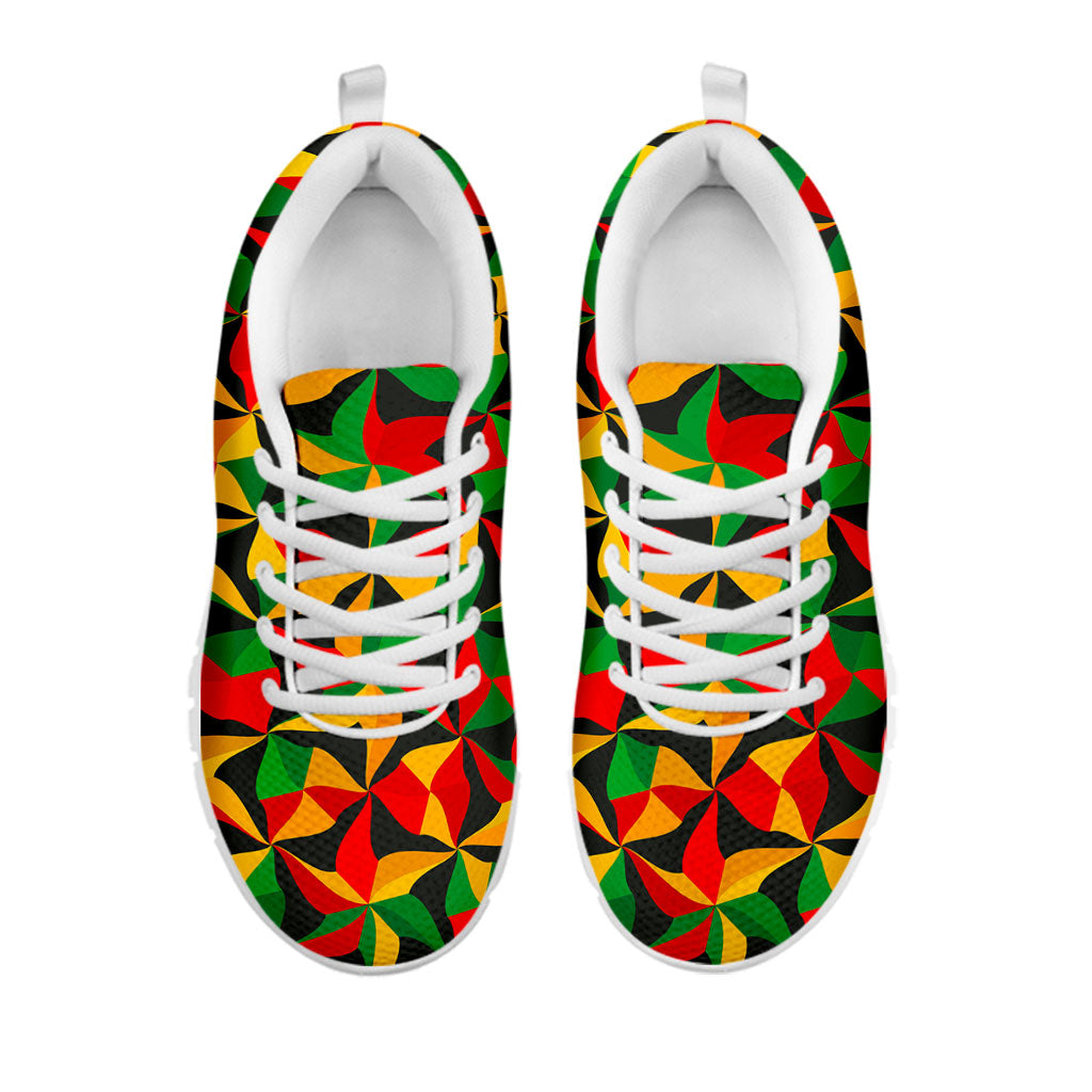 Abstract Reggae Pattern Print White Running Shoes