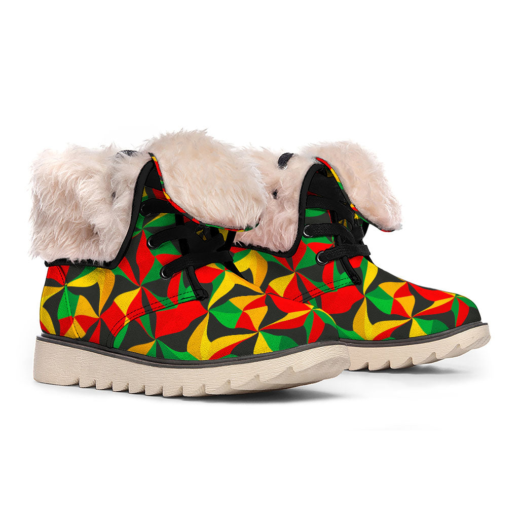 Abstract Reggae Pattern Print Winter Boots