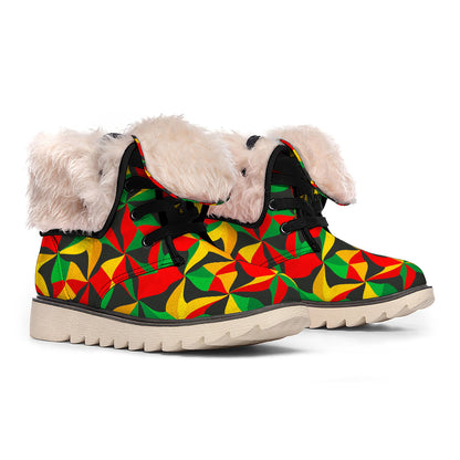 Abstract Reggae Pattern Print Winter Boots
