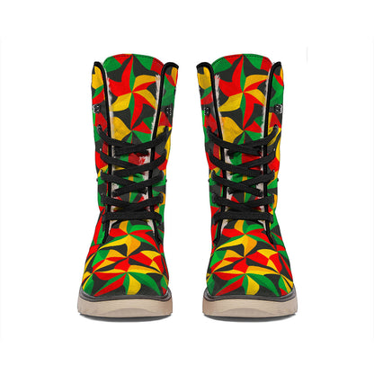 Abstract Reggae Pattern Print Winter Boots