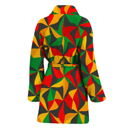 Abstract Reggae Pattern Print Women's Bathrobe