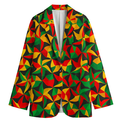 Abstract Reggae Pattern Print Women's Blazer