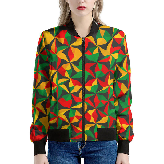 Abstract Reggae Pattern Print Women's Bomber Jacket