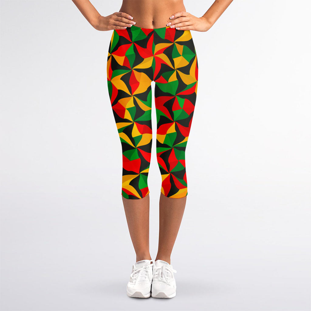 Abstract Reggae Pattern Print Women's Capri Leggings