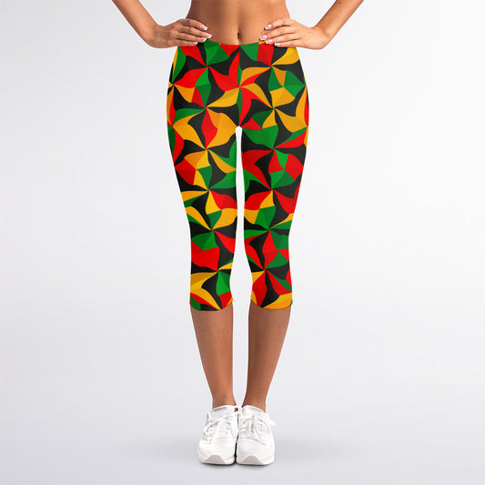 Abstract Reggae Pattern Print Women's Capri Leggings