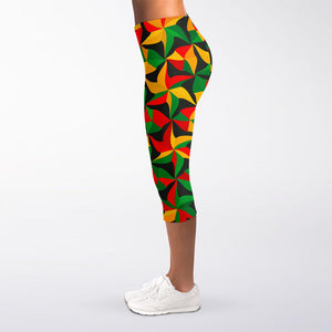 Abstract Reggae Pattern Print Women's Capri Leggings