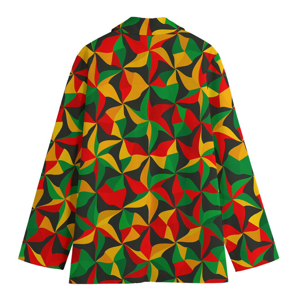 Abstract Reggae Pattern Print Women's Cotton Blazer