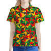 Abstract Reggae Pattern Print Women's Polo Shirt