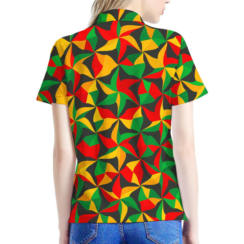 Abstract Reggae Pattern Print Women's Polo Shirt