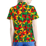 Abstract Reggae Pattern Print Women's Polo Shirt