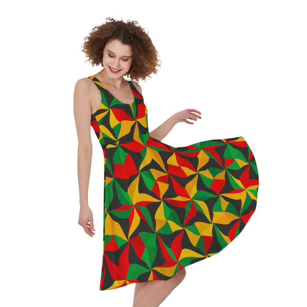 Abstract Reggae Pattern Print Women's Sleeveless Dress