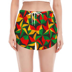 Abstract Reggae Pattern Print Women's Split Running Shorts