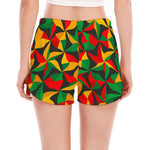 Abstract Reggae Pattern Print Women's Split Running Shorts