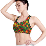 Abstract Reggae Pattern Print Women's Sports Bra