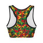 Abstract Reggae Pattern Print Women's Sports Bra