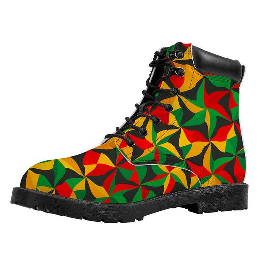 Abstract Reggae Pattern Print Work Boots