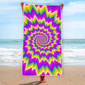 Abstract Spiral Moving Optical Illusion Beach Towel