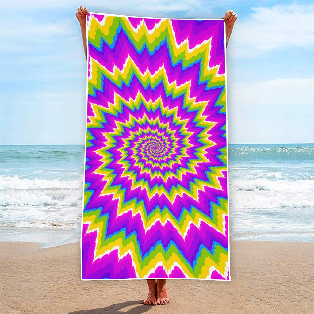Abstract Spiral Moving Optical Illusion Beach Towel