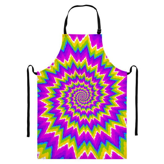 Abstract Spiral Moving Optical Illusion Bib Apron With Pocket