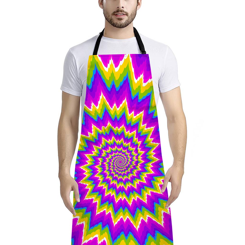 Abstract Spiral Moving Optical Illusion Bib Apron With Pocket