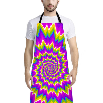 Abstract Spiral Moving Optical Illusion Bib Apron With Pocket