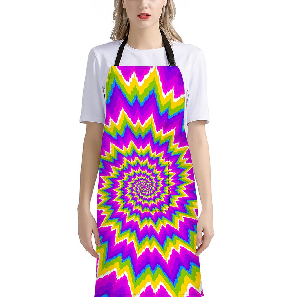 Abstract Spiral Moving Optical Illusion Bib Apron With Pocket