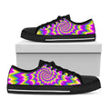 Abstract Spiral Moving Optical Illusion Black Low Top Sneakers