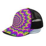 Abstract Spiral Moving Optical Illusion Black Mesh Trucker Cap