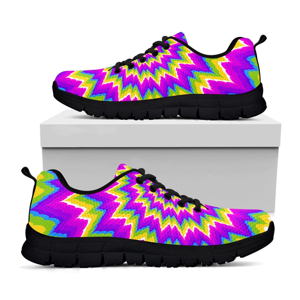 Abstract Spiral Moving Optical Illusion Black Running Shoes