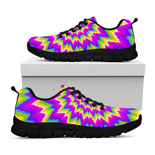 Abstract Spiral Moving Optical Illusion Black Running Shoes